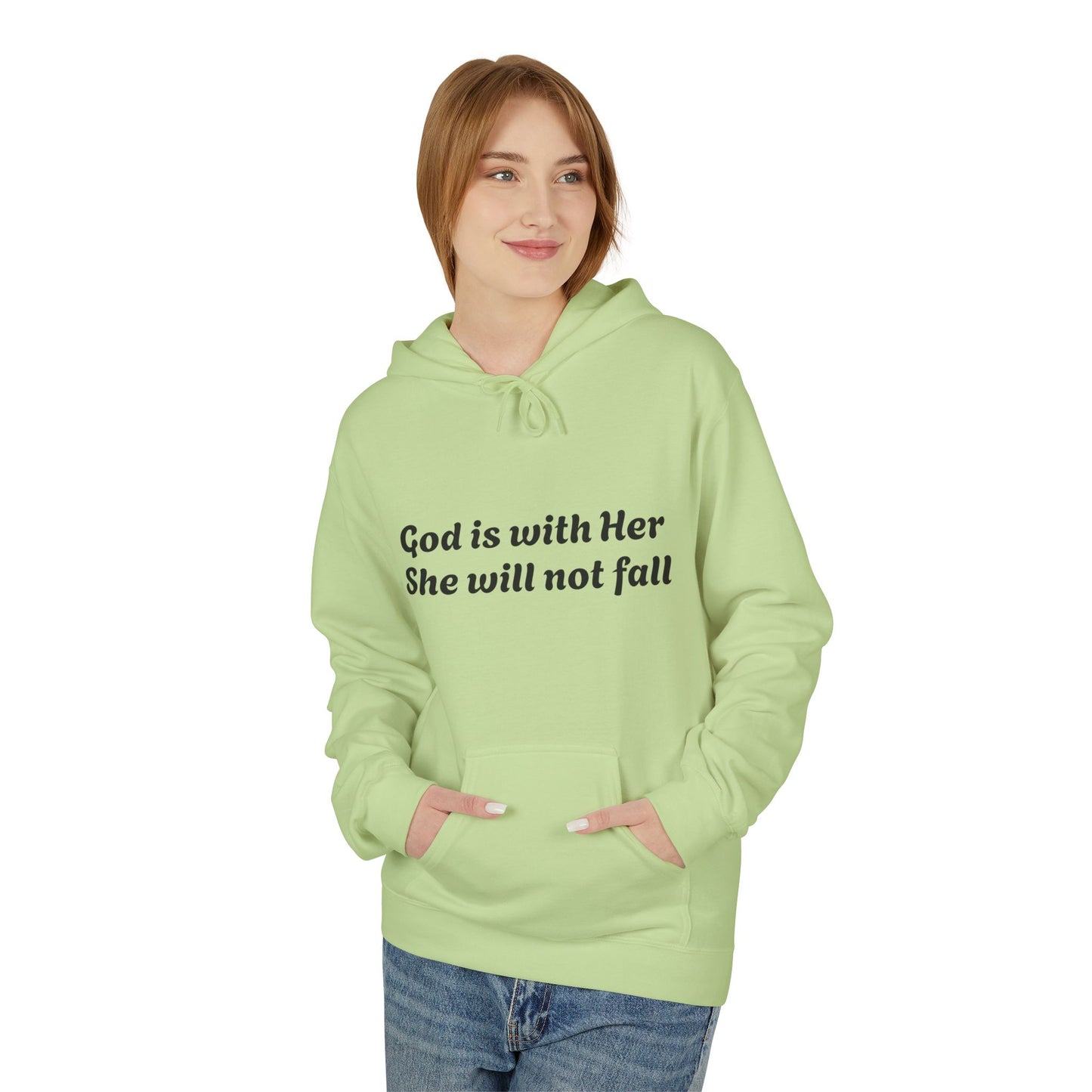 Religious Hoodie - God is with Her Midweight Softstyle Fleece Hoodie