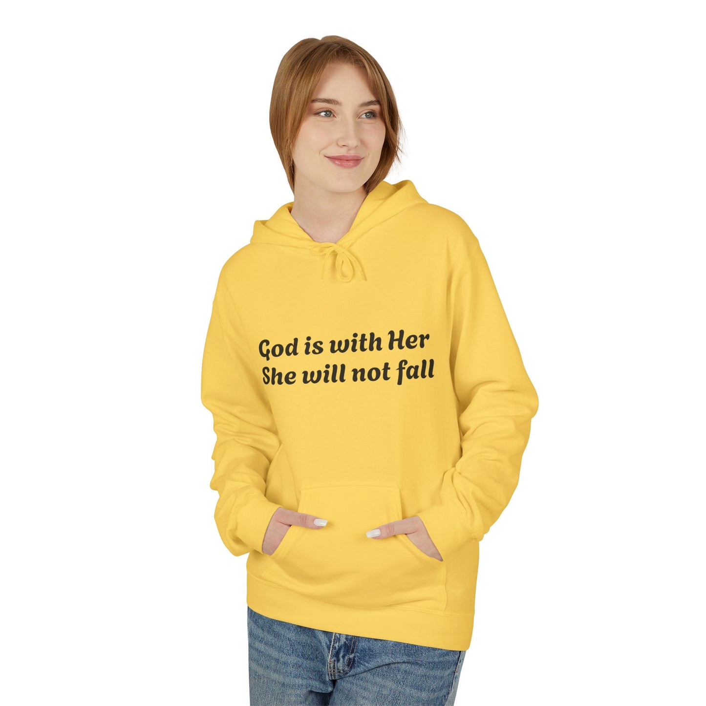 Religious Hoodie - God is with Her Midweight Softstyle Fleece Hoodie