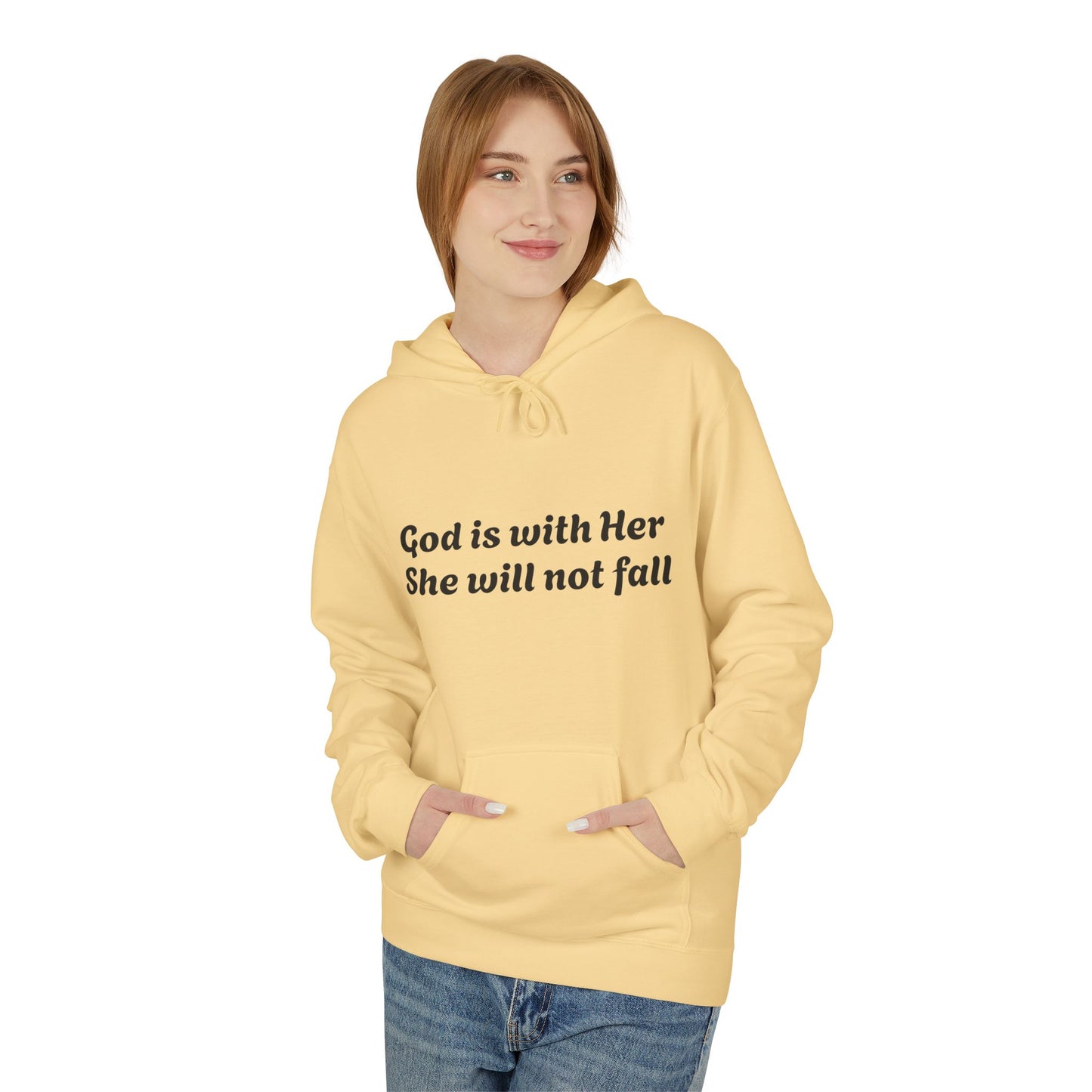 Religious Hoodie - God is with Her Midweight Softstyle Fleece Hoodie