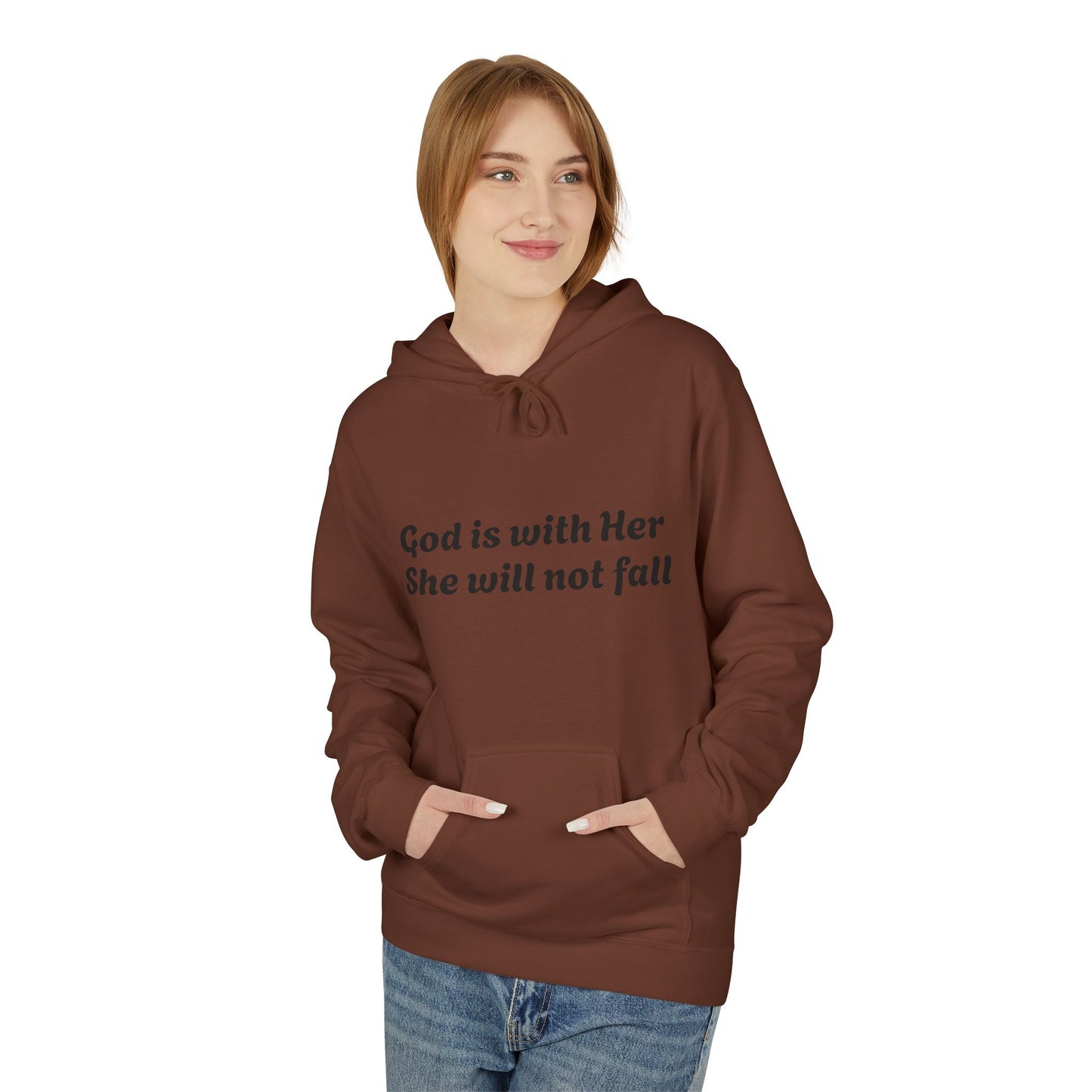 Religious Hoodie - God is with Her Midweight Softstyle Fleece Hoodie