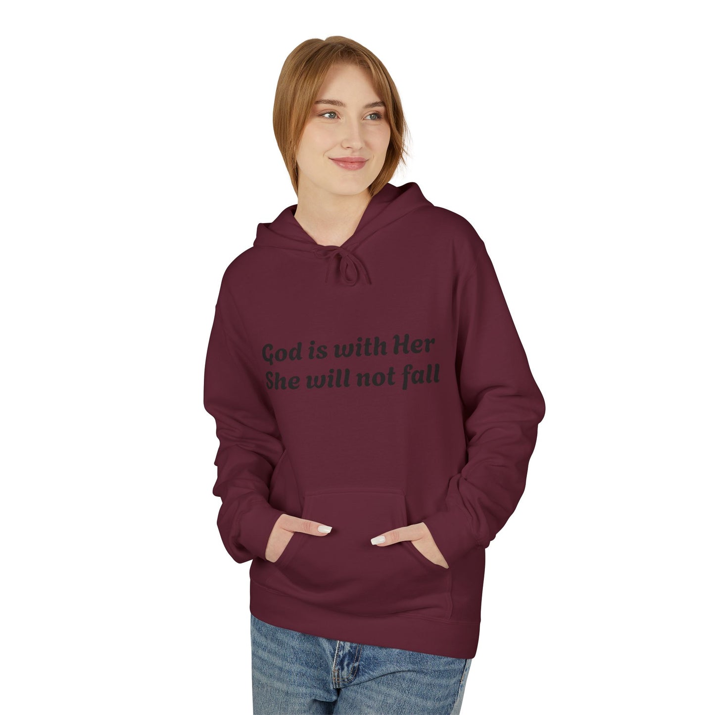 Religious Hoodie - God is with Her Midweight Softstyle Fleece Hoodie