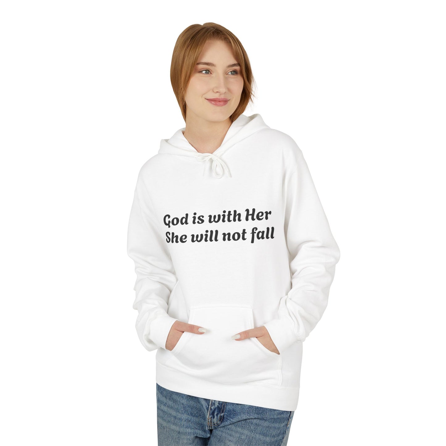 Religious Hoodie - God is with Her Midweight Softstyle Fleece Hoodie