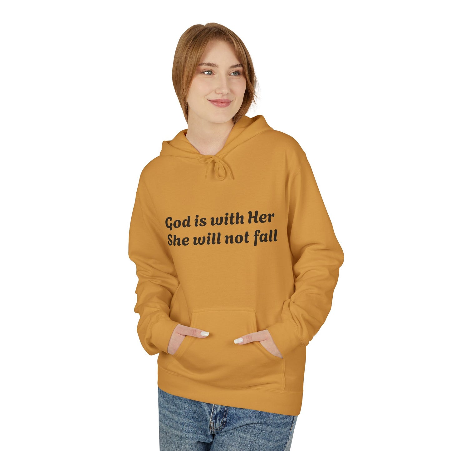 Religious Hoodie - God is with Her Midweight Softstyle Fleece Hoodie