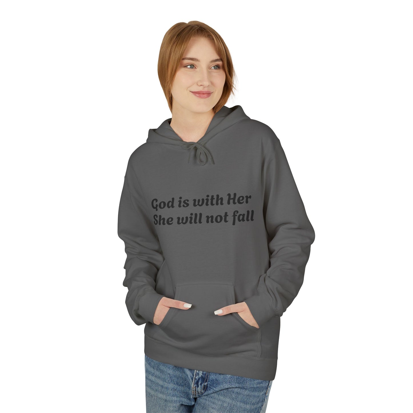 Religious Hoodie - God is with Her Midweight Softstyle Fleece Hoodie