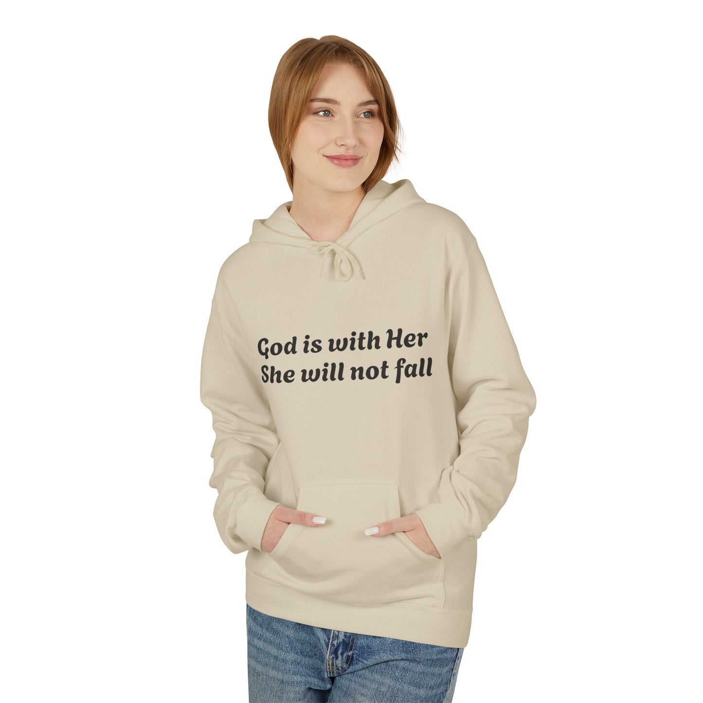 Religious Hoodie - God is with Her Midweight Softstyle Fleece Hoodie