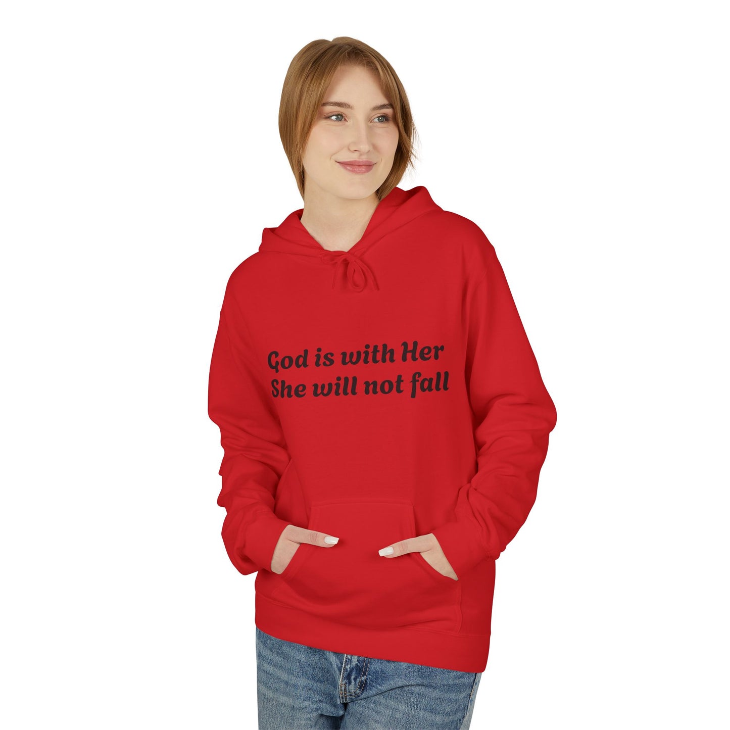 Religious Hoodie - God is with Her Midweight Softstyle Fleece Hoodie