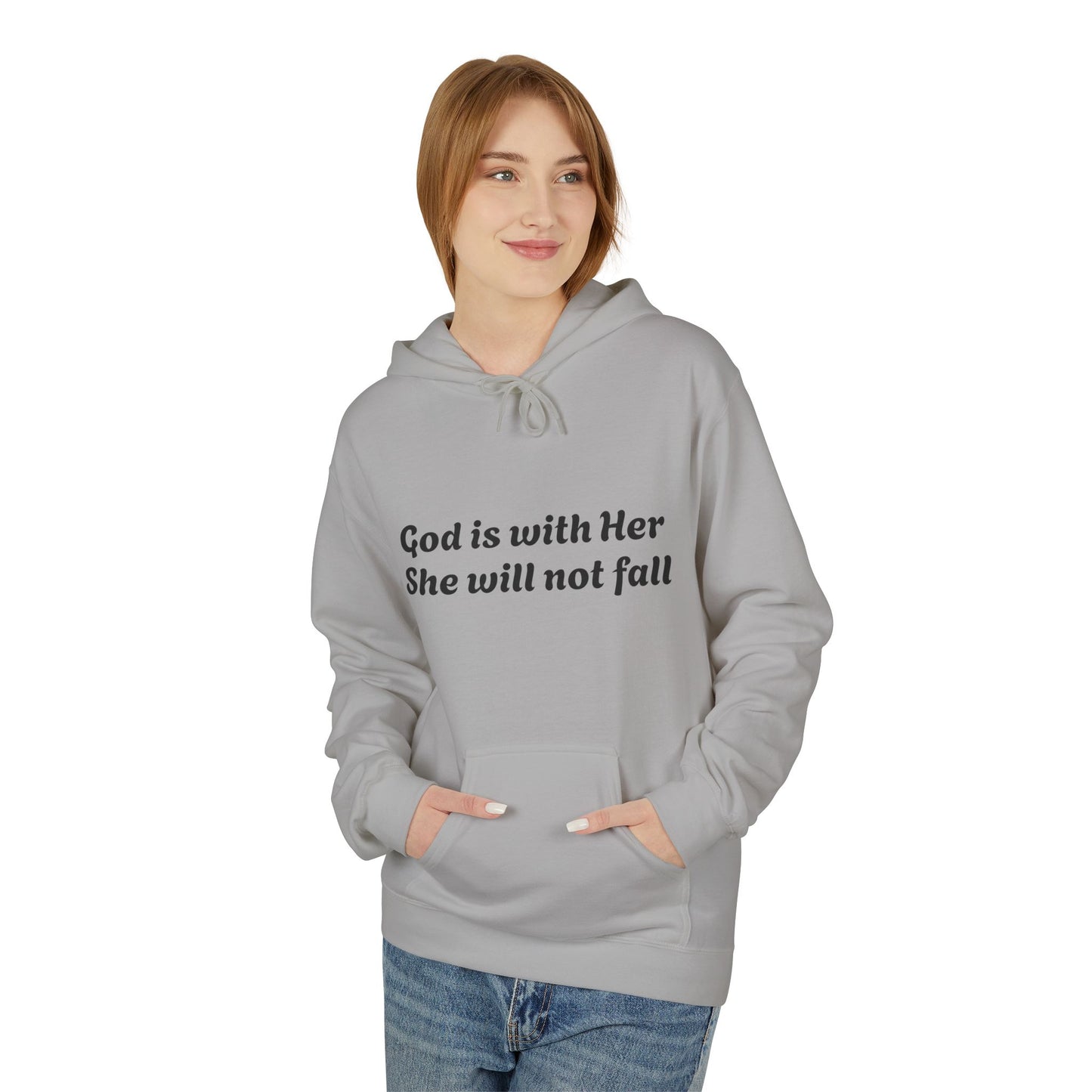 Religious Hoodie - God is with Her Midweight Softstyle Fleece Hoodie