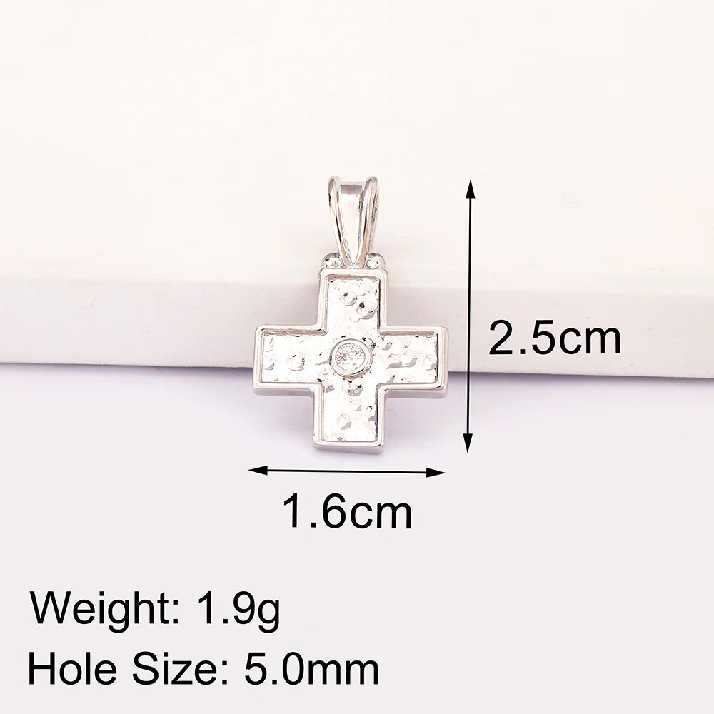 New Retro Christian Jesus Cross Pendant DIY Necklace For Women Copper Shiny Zircon Charms Jewelry Making Supplies Accessories