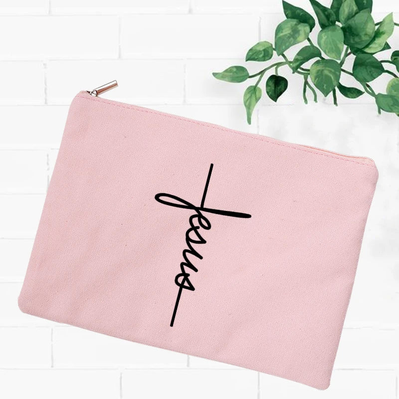 Jesus Faith Christian Women Outdoor Storage Bags Toiletry Organizer Cosmetic Pouch Portable Female Travel Makeup Case Pencil Bag