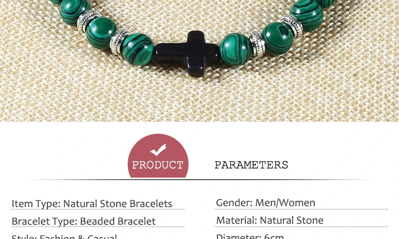 Handmade Natural Stone Wooden Beaded Bracelet Christian Jesus Cross Braided Bracelets Men Women Prayer Jewelry Couple Gift
