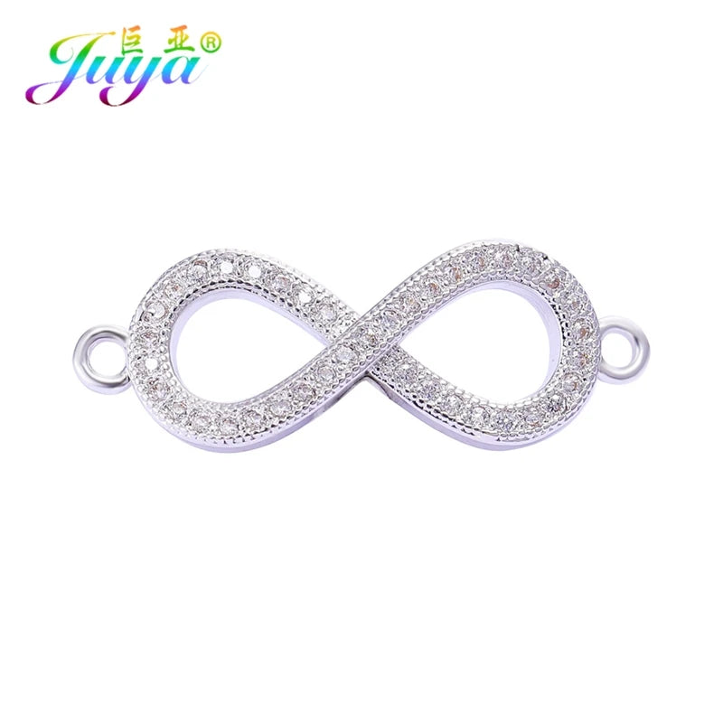 DIY Religious Christian Jewelry Making Accessories Micro Pave Zircon Gold Infinity Cross Charm Connectors Findings
