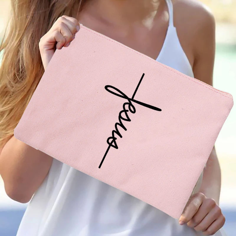 Jesus Faith Christian Women Outdoor Storage Bags Toiletry Organizer Cosmetic Pouch Portable Female Travel Makeup Case Pencil Bag