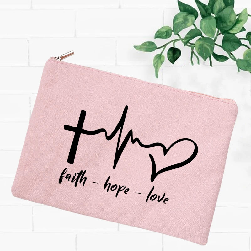 Jesus Faith Christian Women Outdoor Storage Bags Toiletry Organizer Cosmetic Pouch Portable Female Travel Makeup Case Pencil Bag