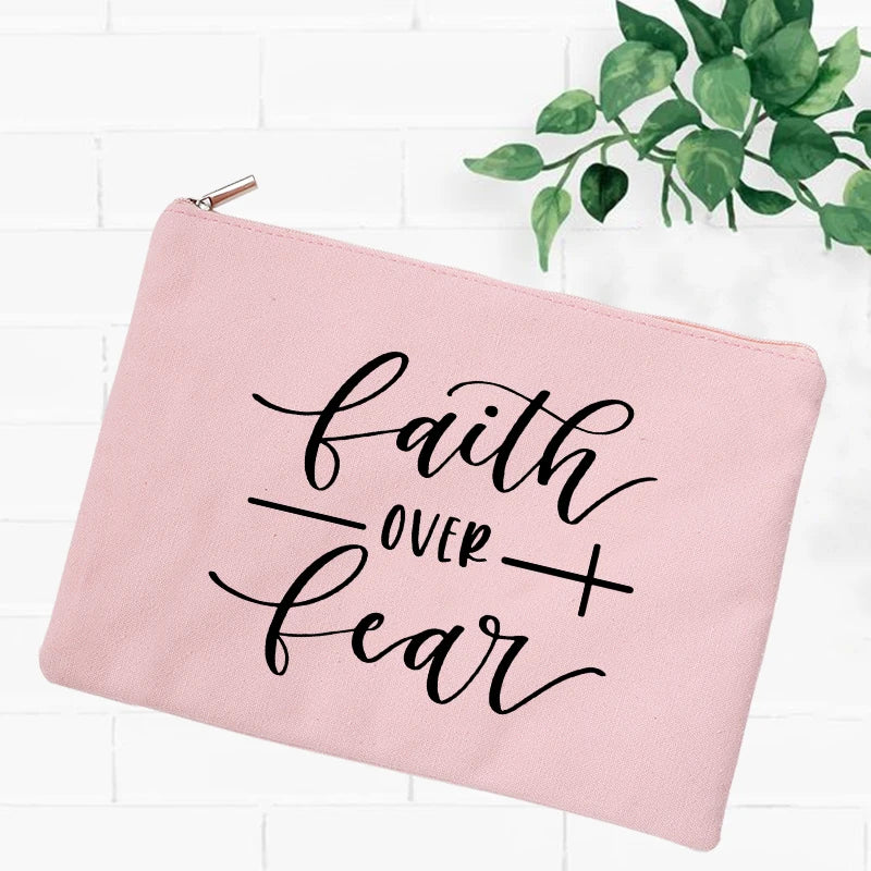Jesus Faith Christian Women Outdoor Storage Bags Toiletry Organizer Cosmetic Pouch Portable Female Travel Makeup Case Pencil Bag