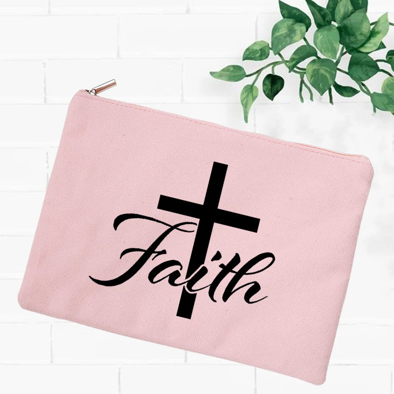 Jesus Faith Christian Women Outdoor Storage Bags Toiletry Organizer Cosmetic Pouch Portable Female Travel Makeup Case Pencil Bag