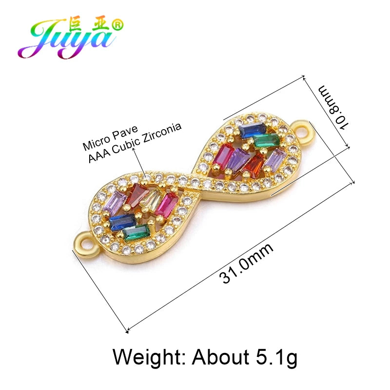 DIY Religious Christian Jewelry Making Accessories Micro Pave Zircon Gold Infinity Cross Charm Connectors Findings