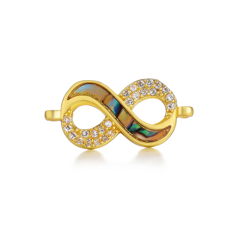 DIY Religious Christian Jewelry Making Accessories Micro Pave Zircon Gold Infinity Cross Charm Connectors Findings