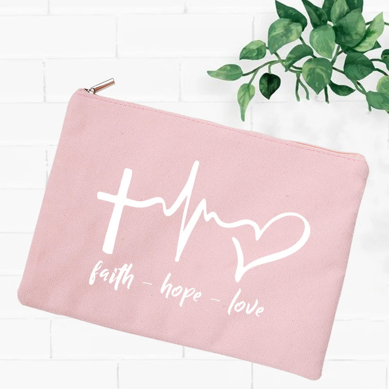 Jesus Faith Christian Women Outdoor Storage Bags Toiletry Organizer Cosmetic Pouch Portable Female Travel Makeup Case Pencil Bag