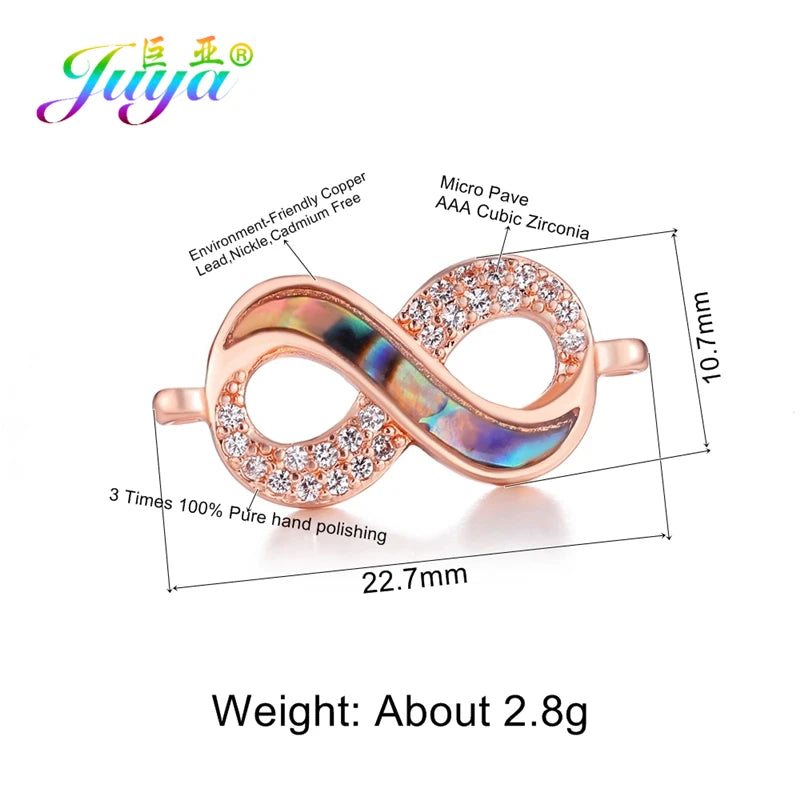 DIY Religious Christian Jewelry Making Accessories Micro Pave Zircon Gold Infinity Cross Charm Connectors Findings