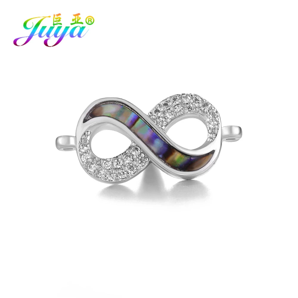 DIY Religious Christian Jewelry Making Accessories Micro Pave Zircon Gold Infinity Cross Charm Connectors Findings