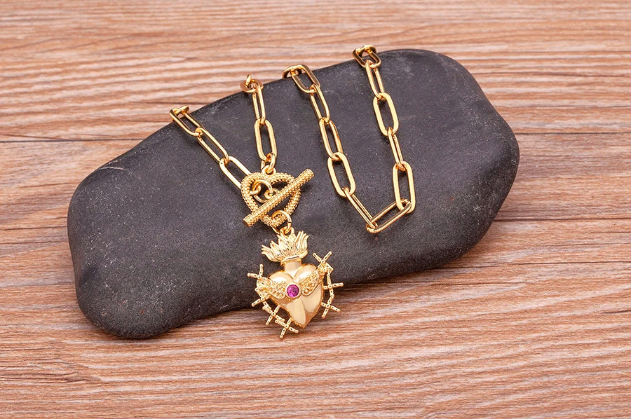 New Classic Christian Jesus Sacred Heart Medal Pendant Men Women Catholic Religious Chain Necklace Jewelry Accessories Gift