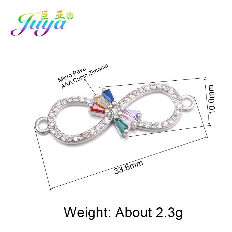 DIY Religious Christian Jewelry Making Accessories Micro Pave Zircon Gold Infinity Cross Charm Connectors Findings