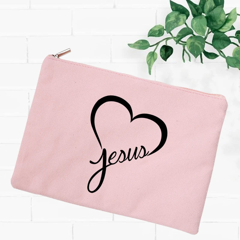 Jesus Faith Christian Women Outdoor Storage Bags Toiletry Organizer Cosmetic Pouch Portable Female Travel Makeup Case Pencil Bag
