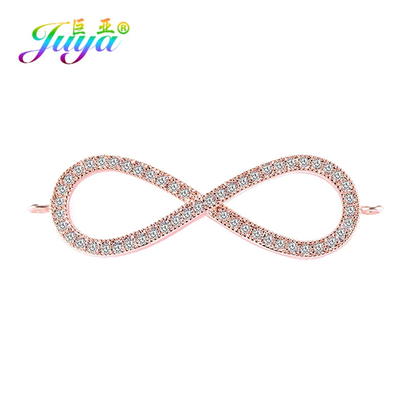 DIY Religious Christian Jewelry Making Accessories Micro Pave Zircon Gold Infinity Cross Charm Connectors Findings
