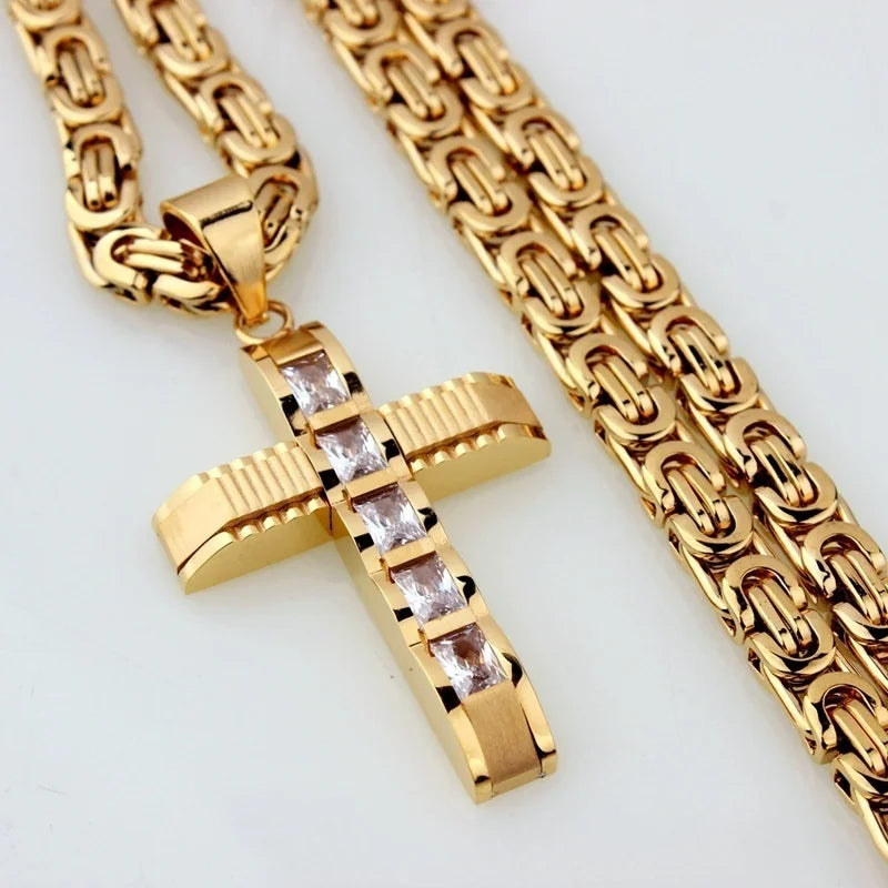 Christian Cross Pendant Women's New Fashion Metal Zircon Inlaid Accessories Religious Amulet Jewelry Without Chain