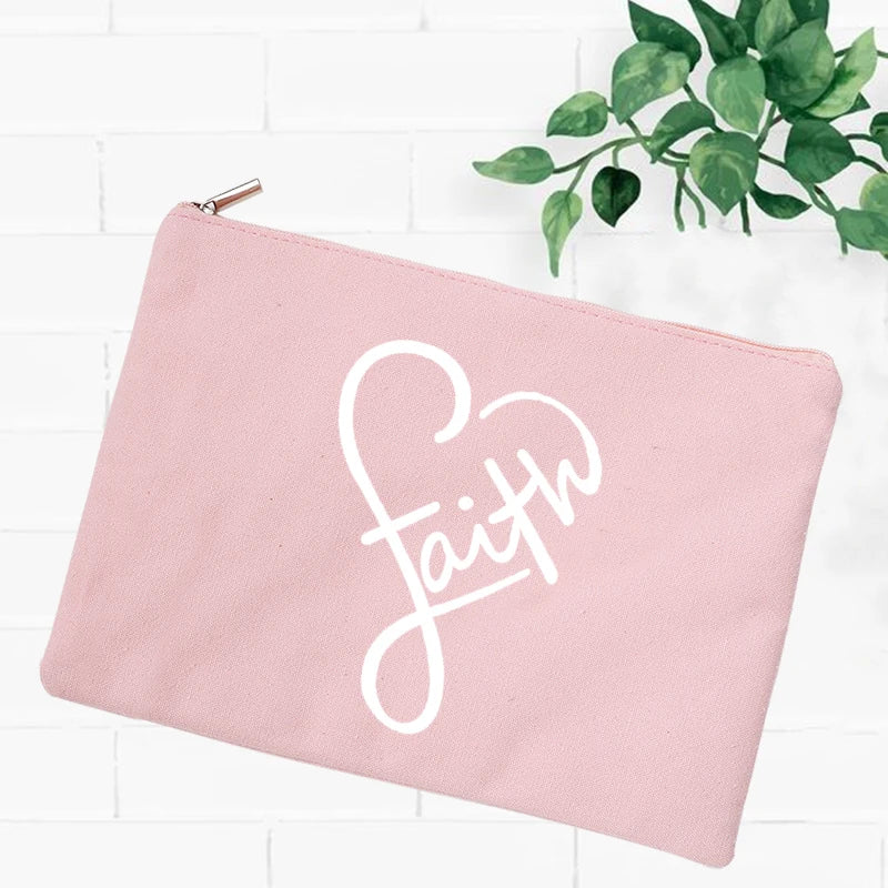 Jesus Faith Christian Women Outdoor Storage Bags Toiletry Organizer Cosmetic Pouch Portable Female Travel Makeup Case Pencil Bag