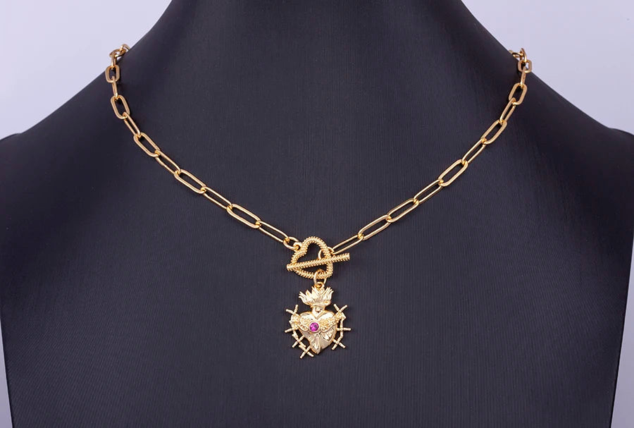 New Classic Christian Jesus Sacred Heart Medal Pendant Men Women Catholic Religious Chain Necklace Jewelry Accessories Gift