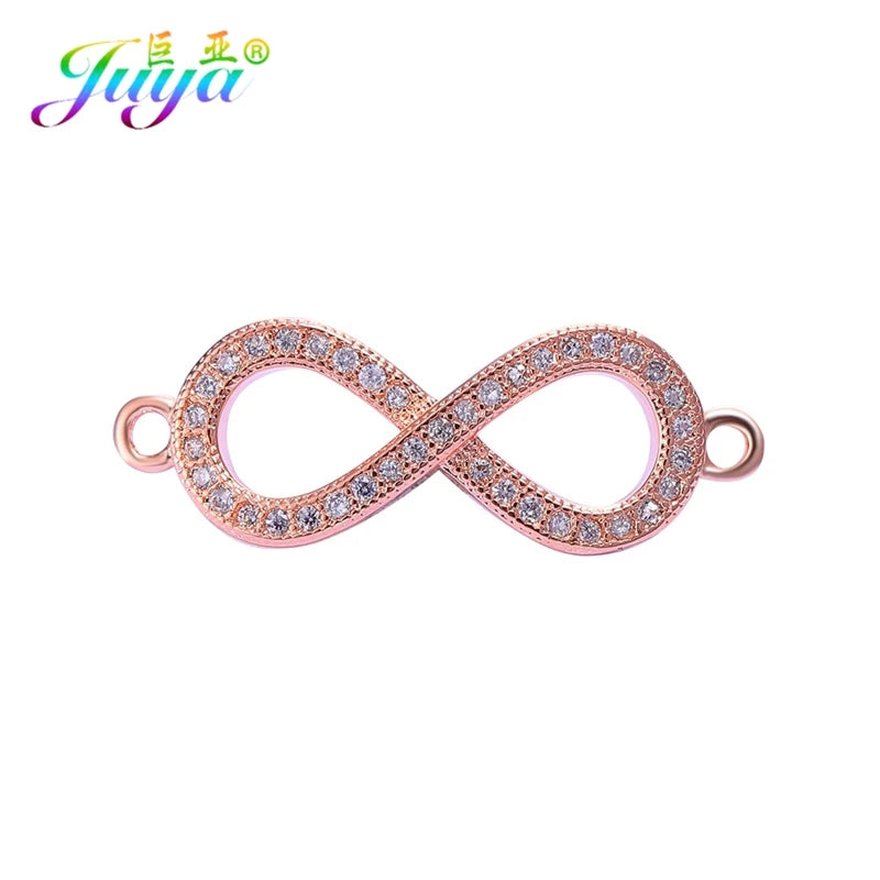 DIY Religious Christian Jewelry Making Accessories Micro Pave Zircon Gold Infinity Cross Charm Connectors Findings