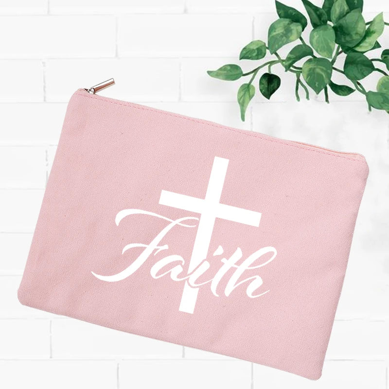 Jesus Faith Christian Women Outdoor Storage Bags Toiletry Organizer Cosmetic Pouch Portable Female Travel Makeup Case Pencil Bag