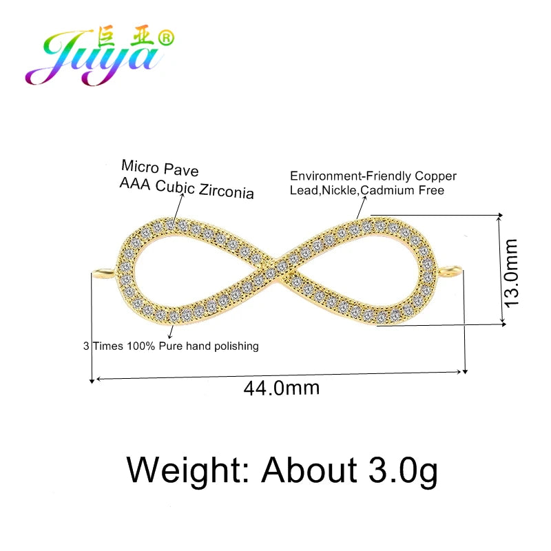 DIY Religious Christian Jewelry Making Accessories Micro Pave Zircon Gold Infinity Cross Charm Connectors Findings