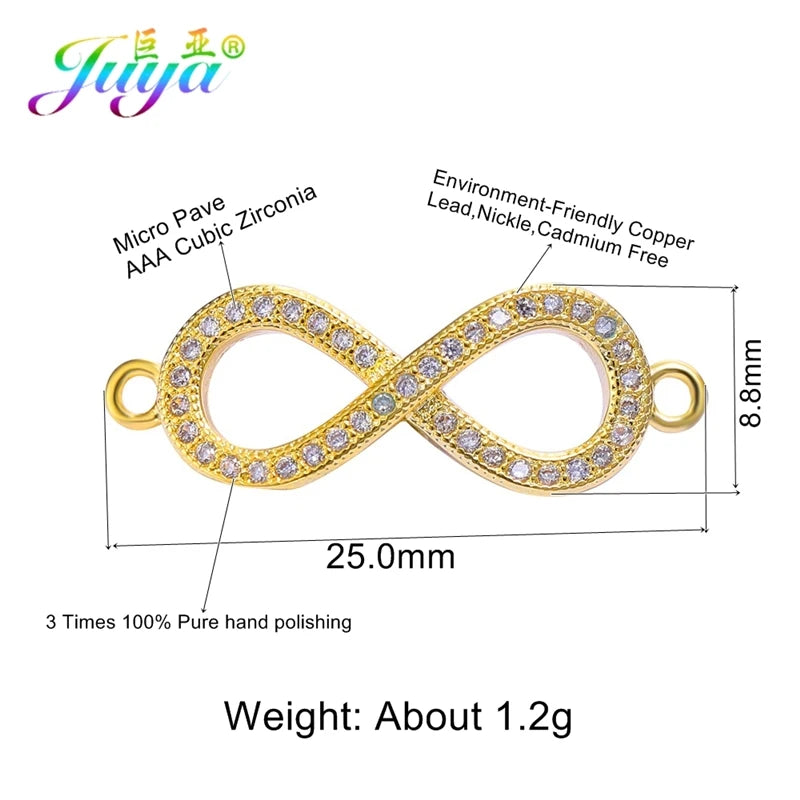 DIY Religious Christian Jewelry Making Accessories Micro Pave Zircon Gold Infinity Cross Charm Connectors Findings