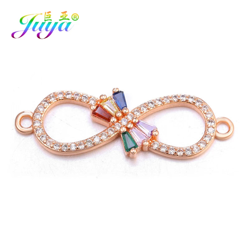 DIY Religious Christian Jewelry Making Accessories Micro Pave Zircon Gold Infinity Cross Charm Connectors Findings