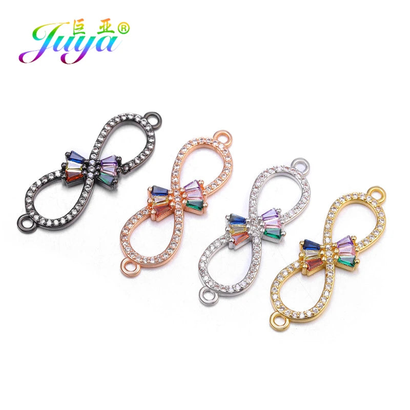 DIY Religious Christian Jewelry Making Accessories Micro Pave Zircon Gold Infinity Cross Charm Connectors Findings