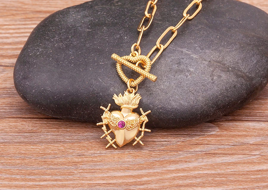 New Classic Christian Jesus Sacred Heart Medal Pendant Men Women Catholic Religious Chain Necklace Jewelry Accessories Gift
