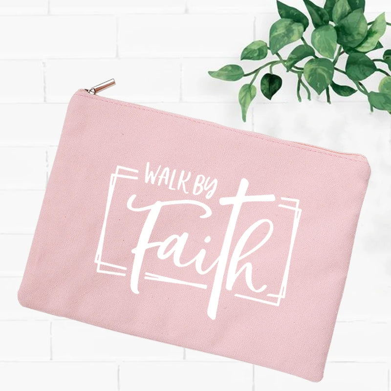 Jesus Faith Christian Women Outdoor Storage Bags Toiletry Organizer Cosmetic Pouch Portable Female Travel Makeup Case Pencil Bag