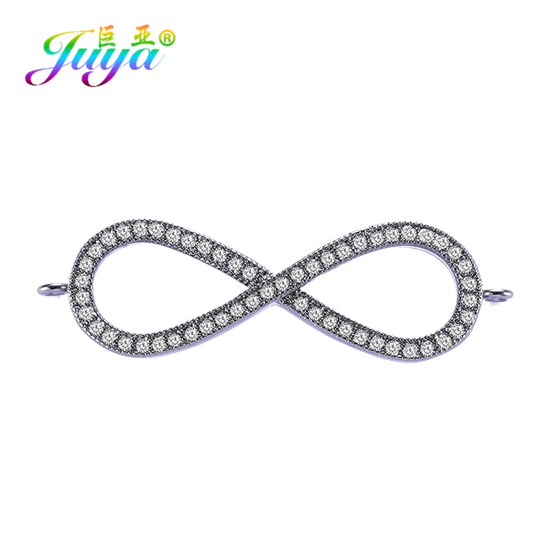 DIY Religious Christian Jewelry Making Accessories Micro Pave Zircon Gold Infinity Cross Charm Connectors Findings