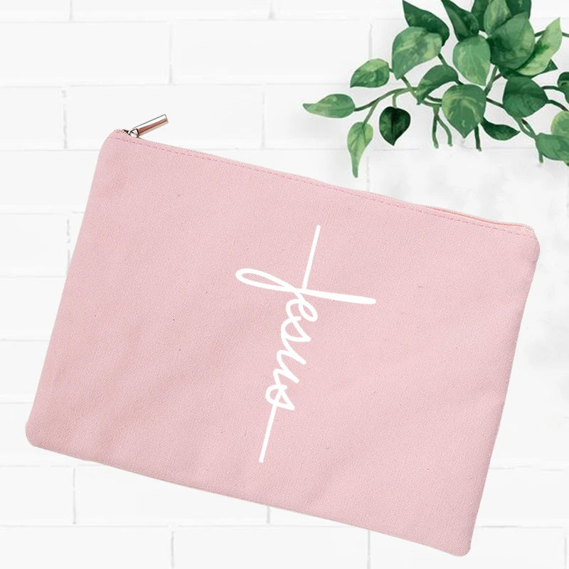 Jesus Faith Christian Women Outdoor Storage Bags Toiletry Organizer Cosmetic Pouch Portable Female Travel Makeup Case Pencil Bag