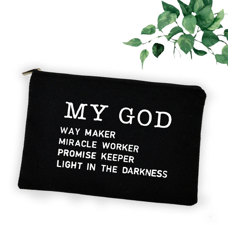 Cross Jesus Faith Christian Cosmetic Bag Girl Lipstick Bags Women Make Up Organizer Pouch Toiletry Case Pencil Bag Easter Gifts
