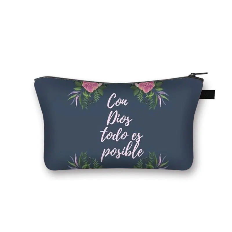 Christian Bible Verse in Spanish Cosmetic Case Con Dios Todo Es Posible Makeup Bag Dios Es Amor Beauty Bag Wash Bag Cosmetic Bag