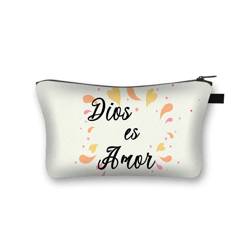 Christian Bible Verse in Spanish Cosmetic Case Con Dios Todo Es Posible Makeup Bag Dios Es Amor Beauty Bag Wash Bag Cosmetic Bag