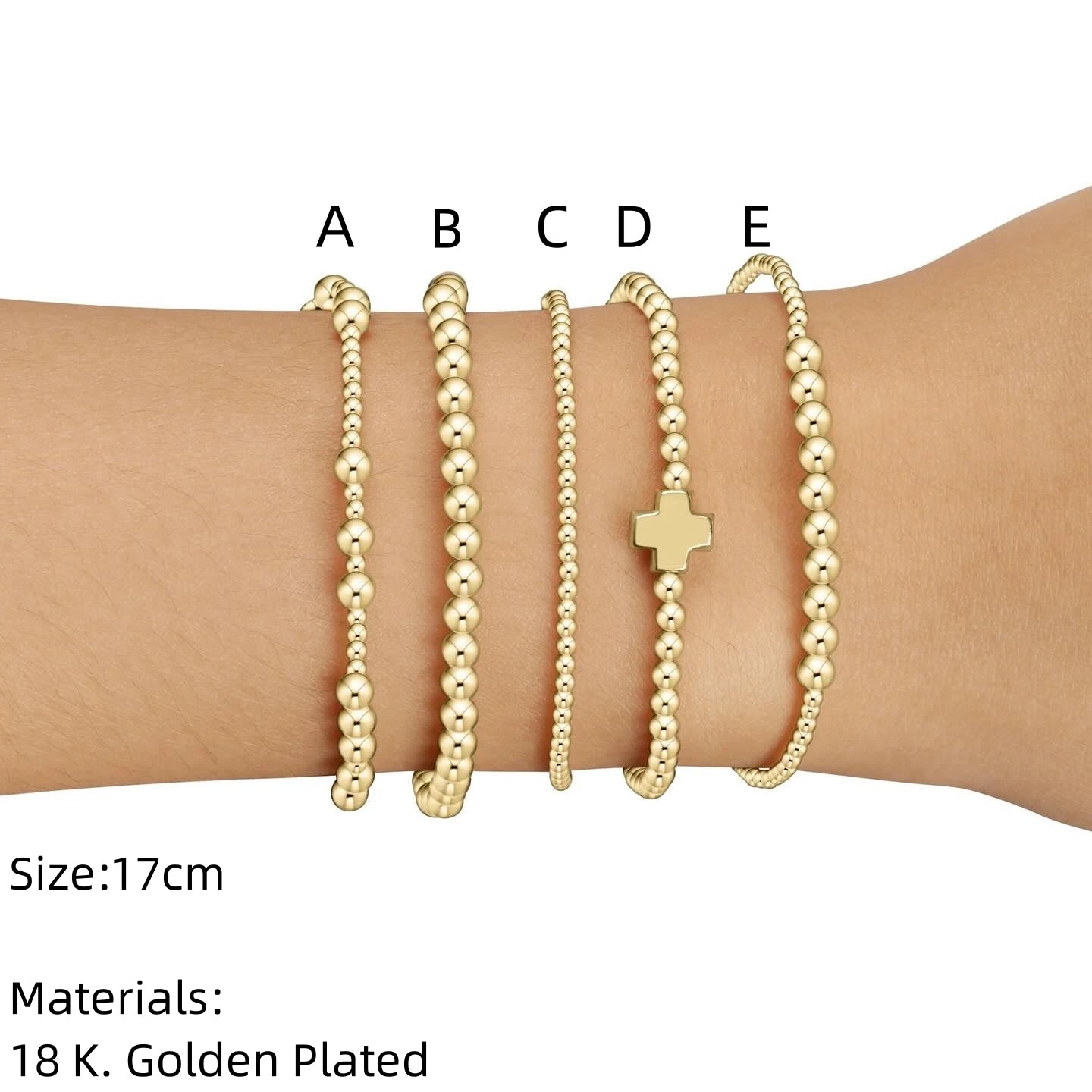 Bracelet 18 K Gold Plated Christian Cross Beads Bracelets Woman Luxury Designer Jewelry