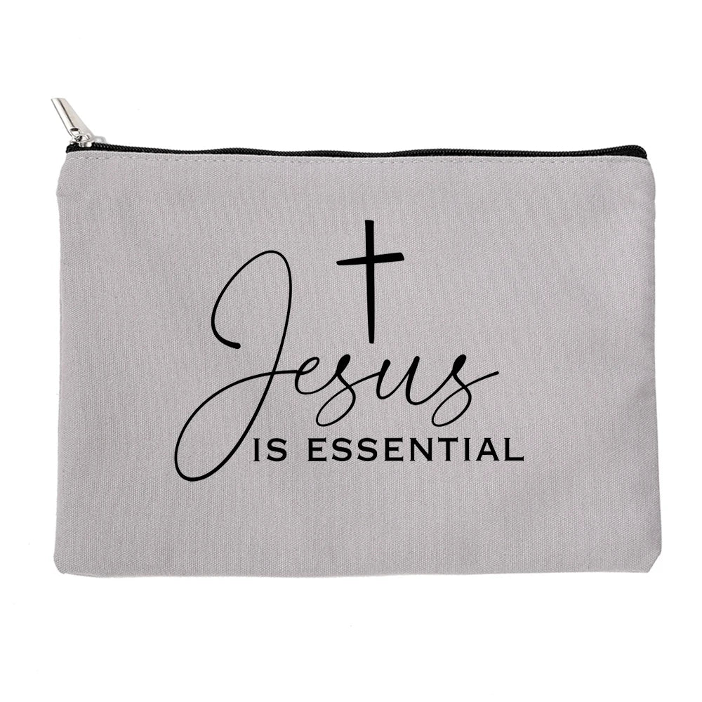 Jesus He Will Be There for You Make Up Organizer Canvas Cosmetic Bag for Women  Pencil Pouch Bag Christian Holiday Female Gifts