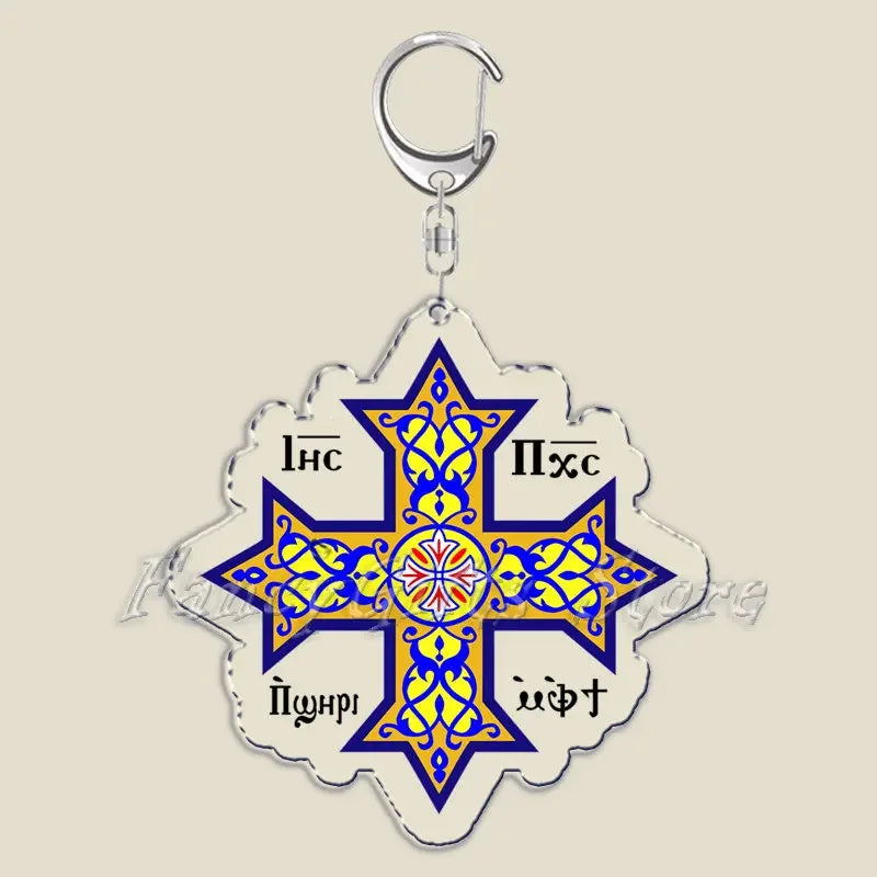 Orthodox Jesus Icon Keychain Christian God Cross Double Sided Keyring Chain Key Ring Chains for Bag Pendant Aaccessories Gift