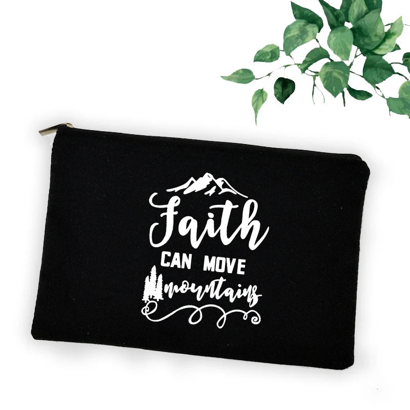 Cross Jesus Faith Christian Cosmetic Bag Girl Lipstick Bags Women Make Up Organizer Pouch Toiletry Case Pencil Bag Easter Gifts