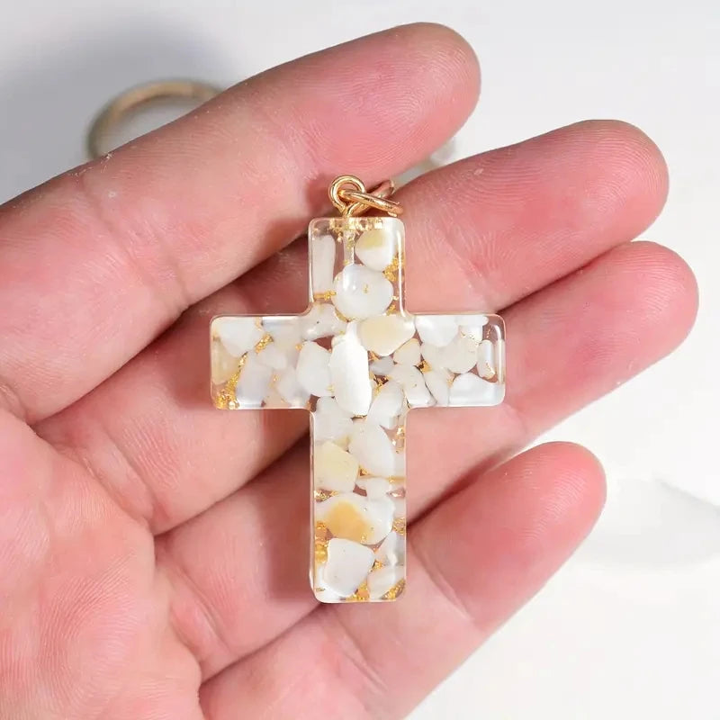 Cross Butterfly Keychain Christian Cute Resin Key Chain Ring Purse Bag Backpack Charm Car Ornament Earbud Case Accessories Gift