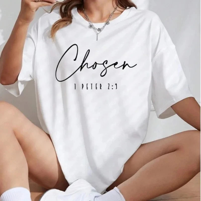 Fashion Letter Graphic T-shirt Women's Printed T-Shirt Plus Round Neck T-Shirt Short Sleeve's Streetwear Cotton Top